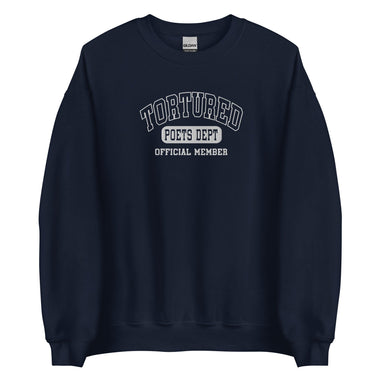 Embroidered Official Member Of The Tortured Poets Department Varsity School Font Crewneck Sweatshirt - The Lyric Label