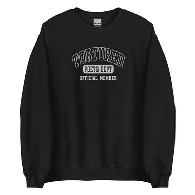 Embroidered Official Member Of The Tortured Poets Department Varsity School Font Crewneck Sweatshirt - The Lyric Label