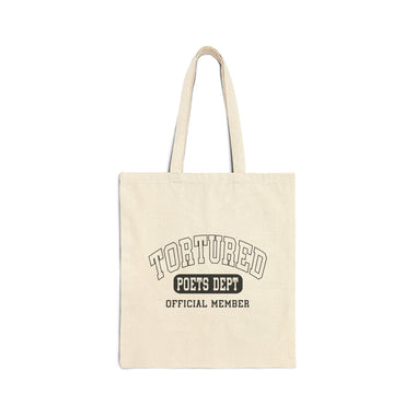 Official Member Of The Tortured Poets Department Varsity School Font Cotton Canvas Tote Bag for Swifties - The Lyric Label